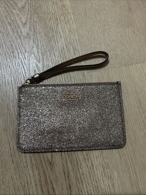 Coach Glitter Wristlet - Rose Gold Sparkle